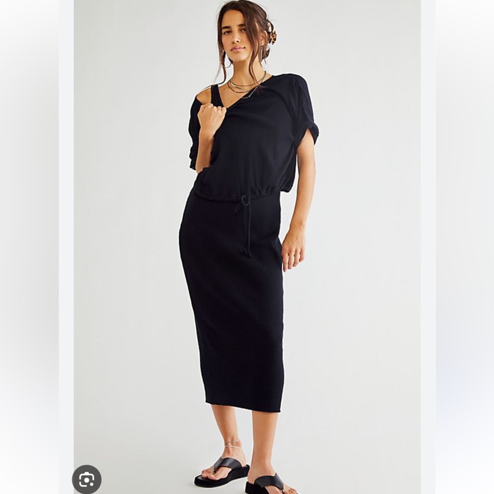 Free People Classic Black Midi Dress